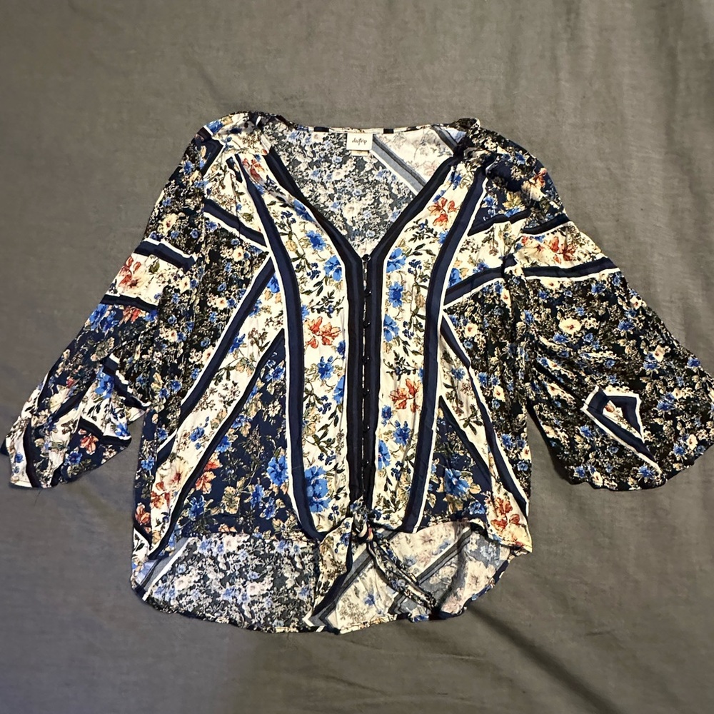 Daytrip Blue and White Floral Blouse